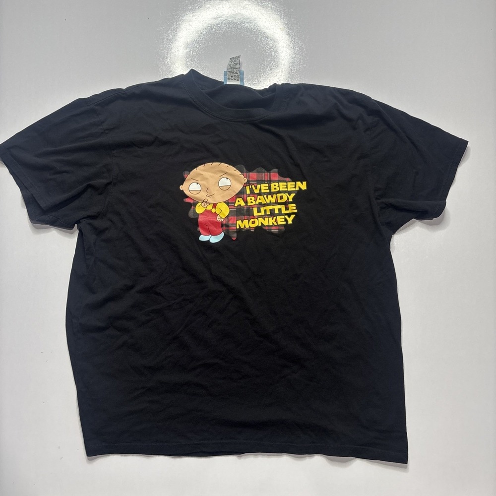 Family Guy T-Shirt Mens XL Black Stewie Bawdy Little Monkey Fox TV Show
